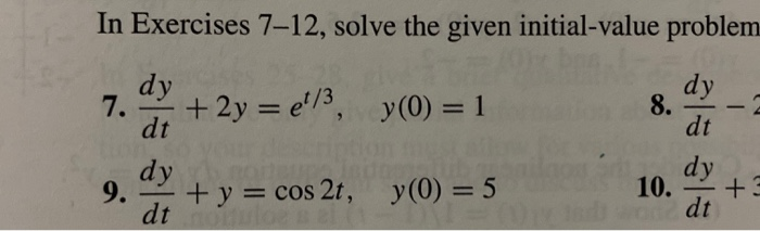 Solved In Exercises 7–12, solve the given initial-value | Chegg.com