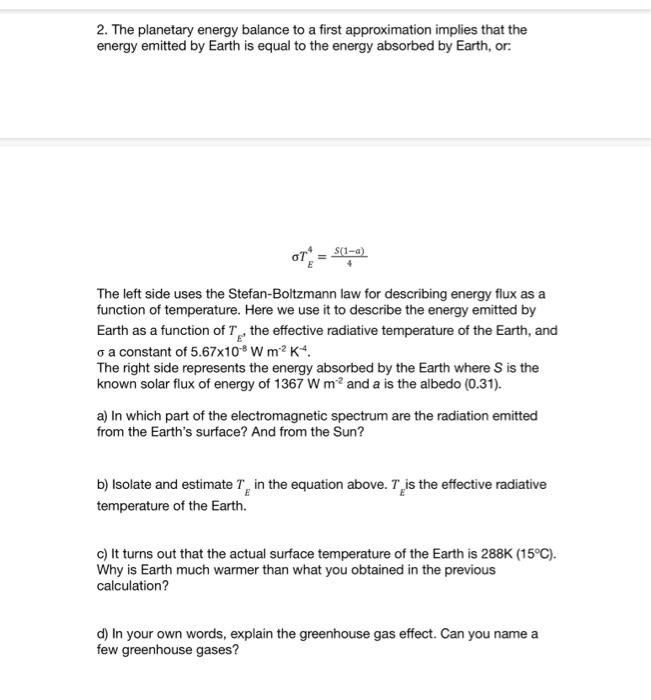 Solved 1. The figure below is showing global energy flows | Chegg.com