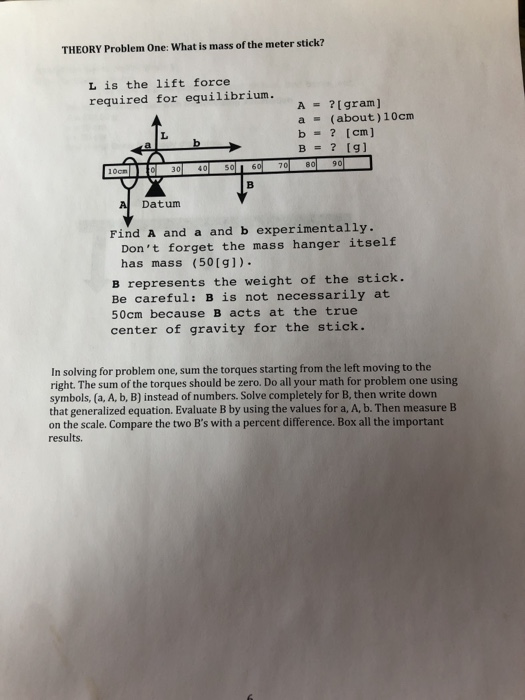 Solved THEORY Problem One What is mass of the meter stick?