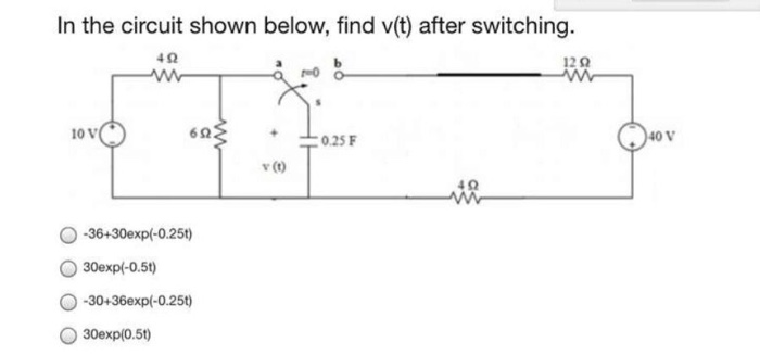 Solved In The Circuit Shown Below, Find V(t) After | Chegg.com