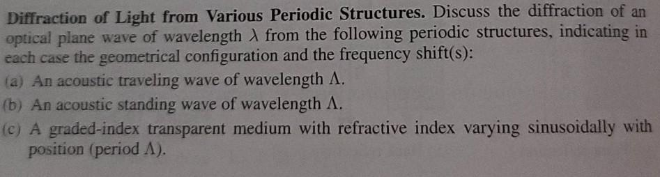 Solved Diffraction of Light from Various Periodic | Chegg.com