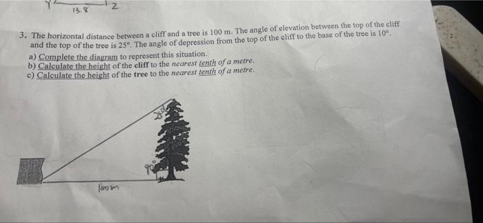 Solved 3. The horizontal distance between a cliff and a tree | Chegg.com