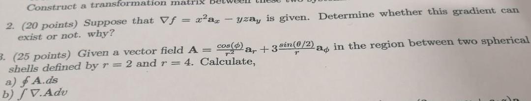 Solved Construct a transformation matrix 2. (20 points) | Chegg.com