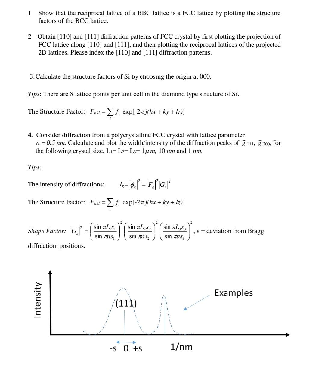 Solved 1 Show that the reciprocal lattice of a BBC lattice | Chegg.com