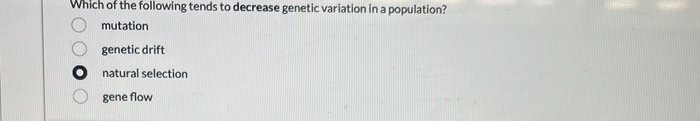 Solved Which of the following tends to decrease genetic | Chegg.com