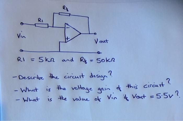 Solved R1=5kΩ and Rf=50kΩ -Describe the circuit design? - | Chegg.com