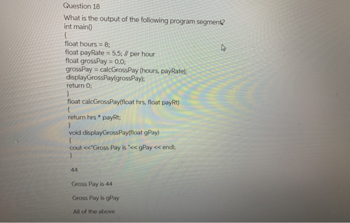Solved Question 18 What is the output of the following | Chegg.com