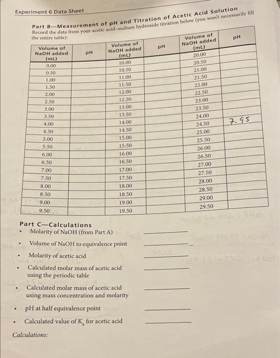 Solved Part A: Molarity of NaOH and Average molarity of | Chegg.com