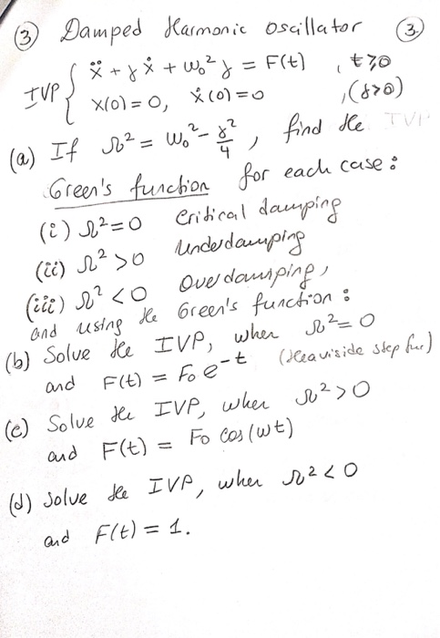 3 Harmonic Oscillator 2 Damped I 58 W627 Chegg Com