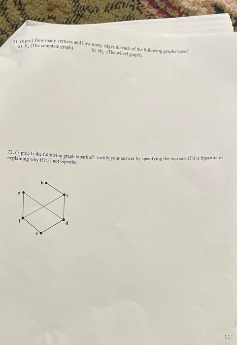 Solved 21. (8 Pts. How Many Vertices And How Many Edges Do | Chegg.com