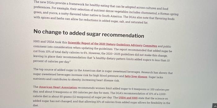 Solved USDA: Review the following article A look at the | Chegg.com