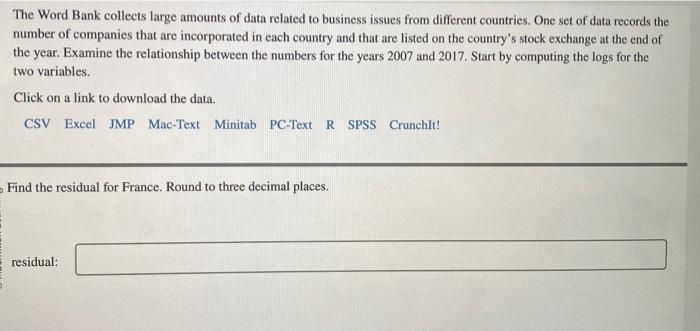 Solved The Word Bank collects large amounts of data related | Chegg.com