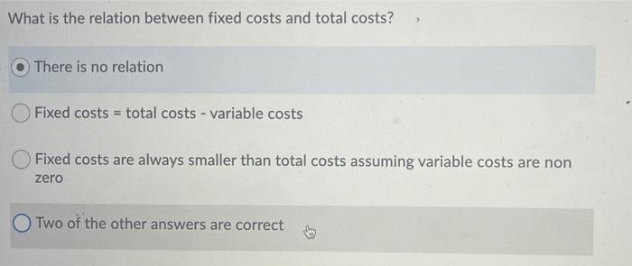 Solved What is the relation between fixed costs and total | Chegg.com