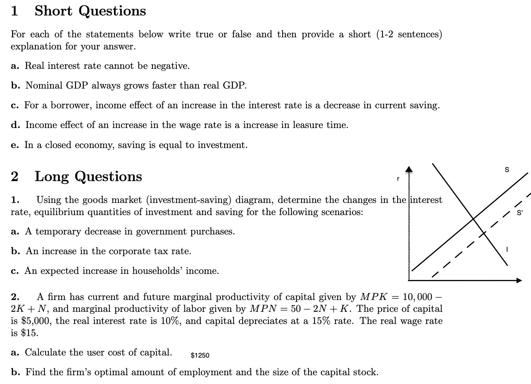 Solved 1 ﻿Short QuestionsFor Each Of The Statements Below | Chegg.com