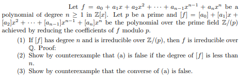 Solved Let f=a0+a1x+a2x2+⋯+an−1xn−1+anxn be a polynomial of | Chegg.com