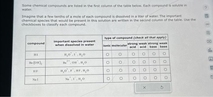 Solved Some Chemical Compounds Are Listed In The First Chegg Com