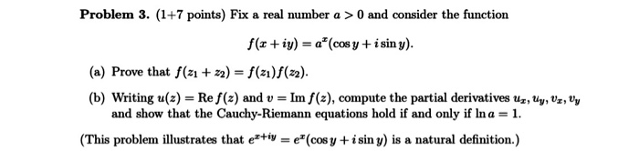 Solved Problem 3. (1+7 points) Fix a real number a > 0 and | Chegg.com