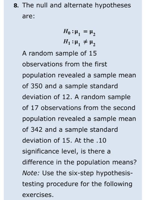 Solved For Exercises 7 And 8: (a) State The Decision | Chegg.com