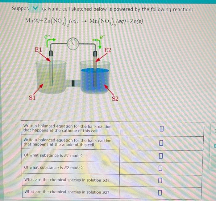 Solved Suppos V galvanic cell sketched below is powered by | Chegg.com