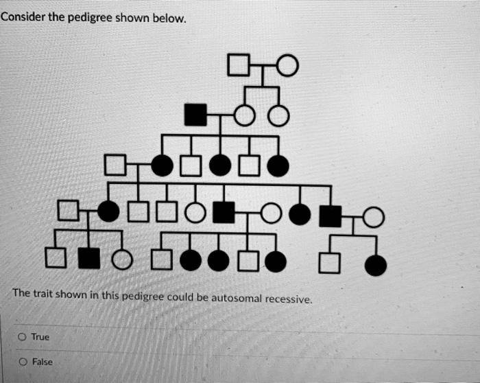 Solved Consider the pedigree shown below. o 5 The trait | Chegg.com