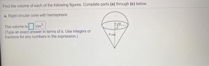 Solved Find The Volume Of Each Of The Following Figures. | Chegg.com