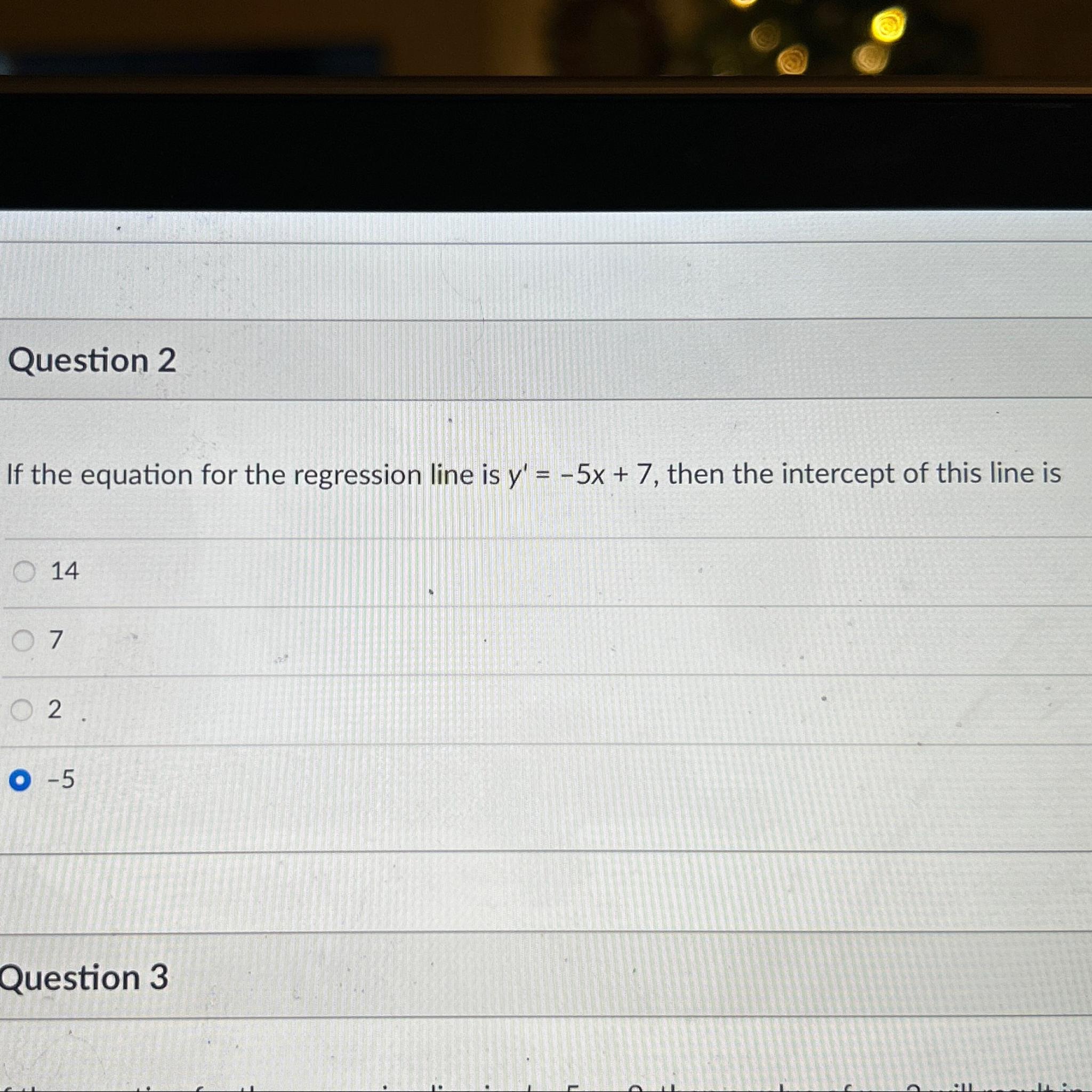 Solved Question 2If the equation for the regression line is | Chegg.com