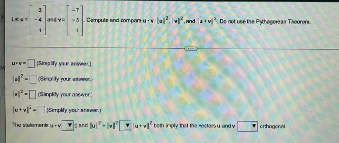 Solved 3 Let u= -4 and v -7 - 5 compute and compare u-v. | Chegg.com