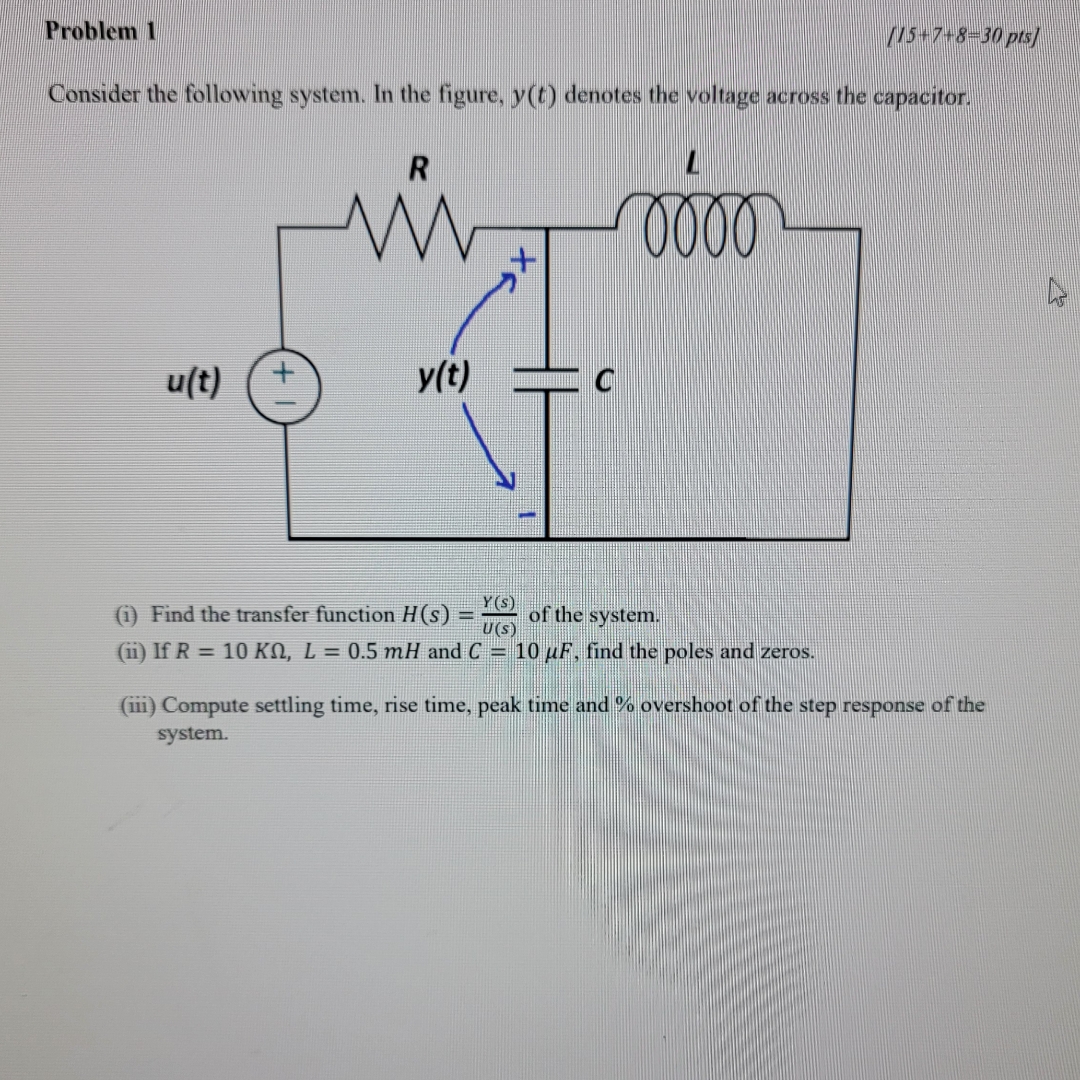 Solved Problem 1 ﻿pts]Consider the following system. In the | Chegg.com