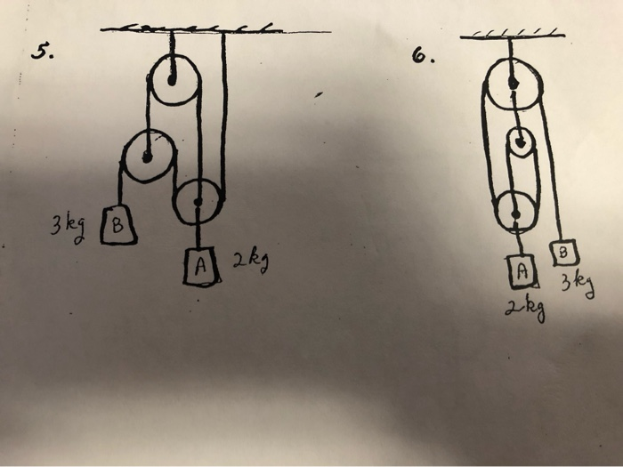 Solved 2 dynamics pulley problems.Find acceleration of