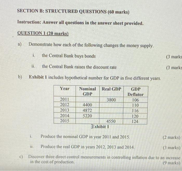 Solved SECTION B: STRUCTURED QUESTIONS (60 Marks) | Chegg.com