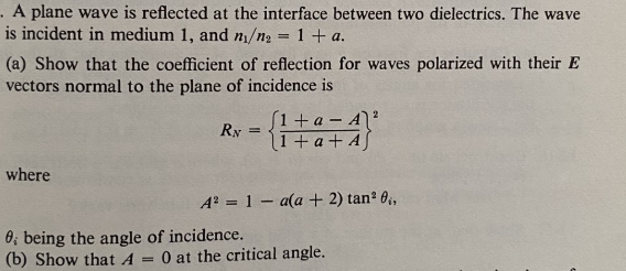 Solved A plane wave is reflected at the interface between | Chegg.com