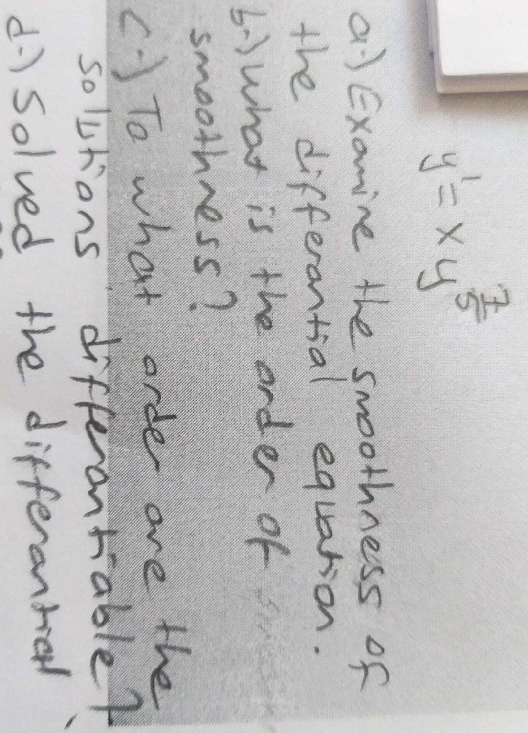Solved y′=xy57 a) Examine the snoothness of the differantial | Chegg.com