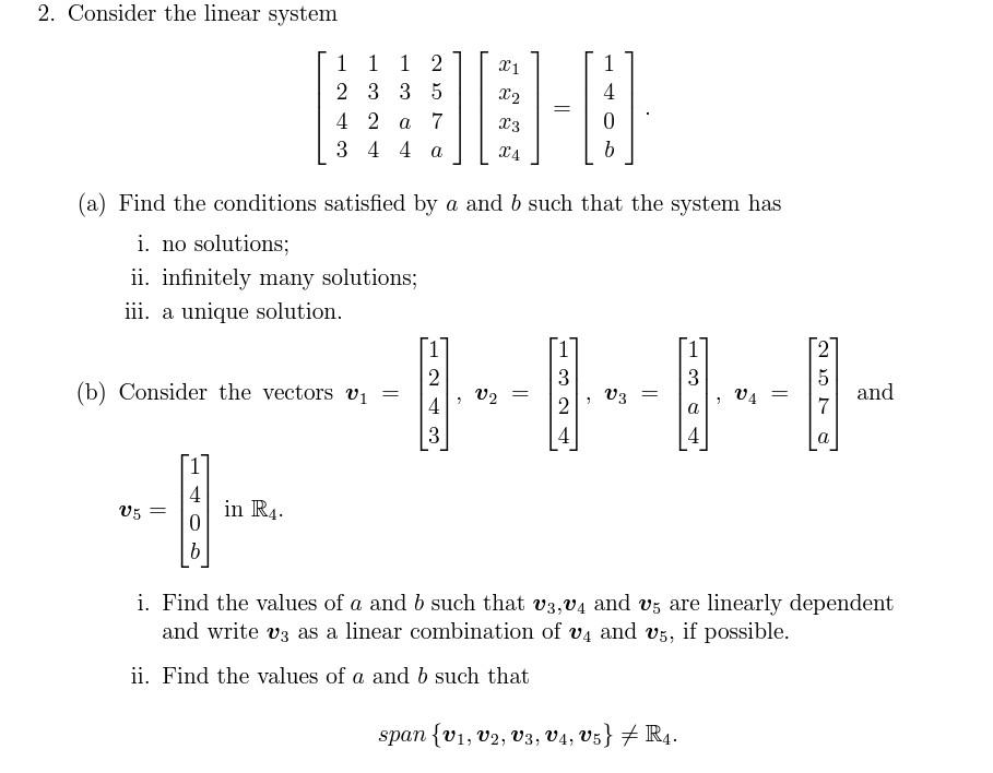 Solved 2. Consider The Linear System | Chegg.com