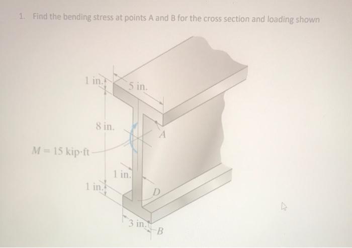 Solved 1. Find the bending stress at points A and B for the | Chegg.com