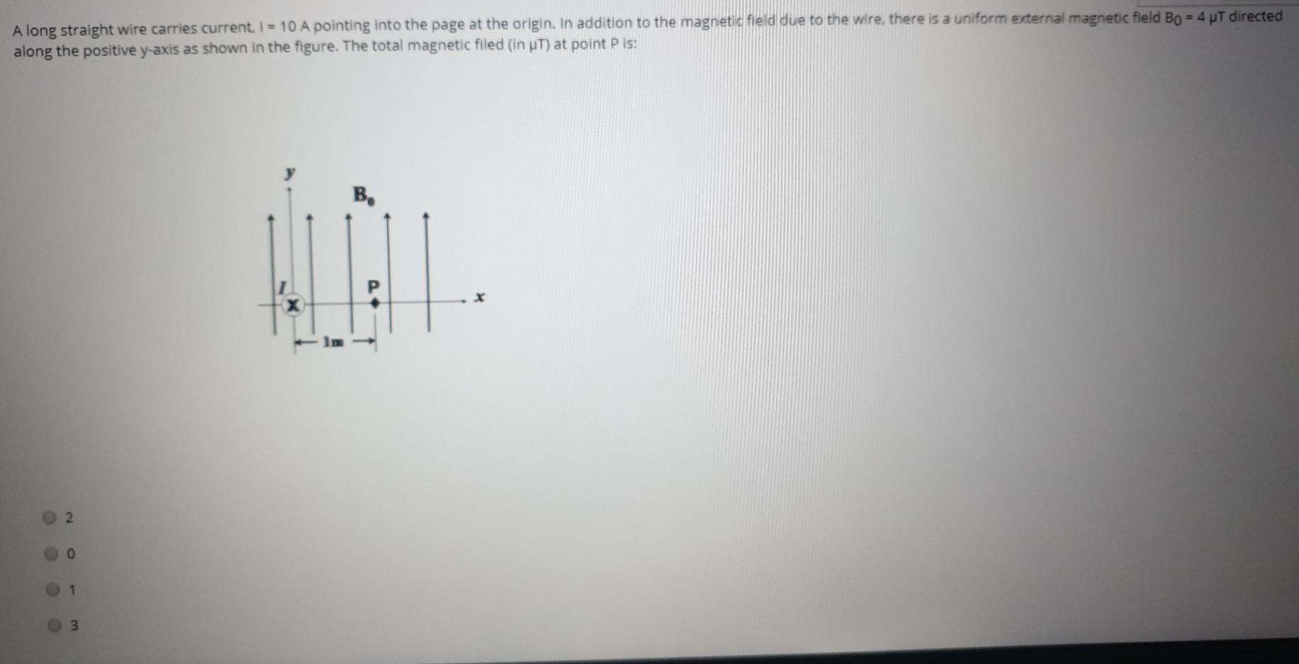 Solved A long straight wire carries current i = 10 A | Chegg.com