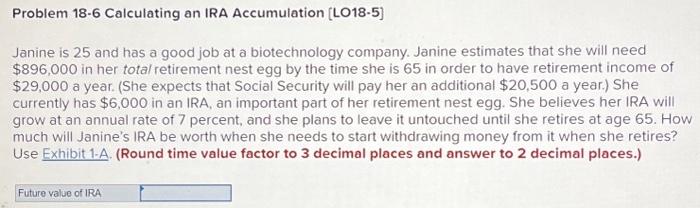 Solved Problem 18-6 Calculating an IRA Accumulation [LO18-5] | Chegg.com