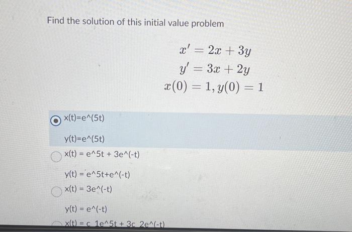 Solved Find the solution of this initial value problem | Chegg.com