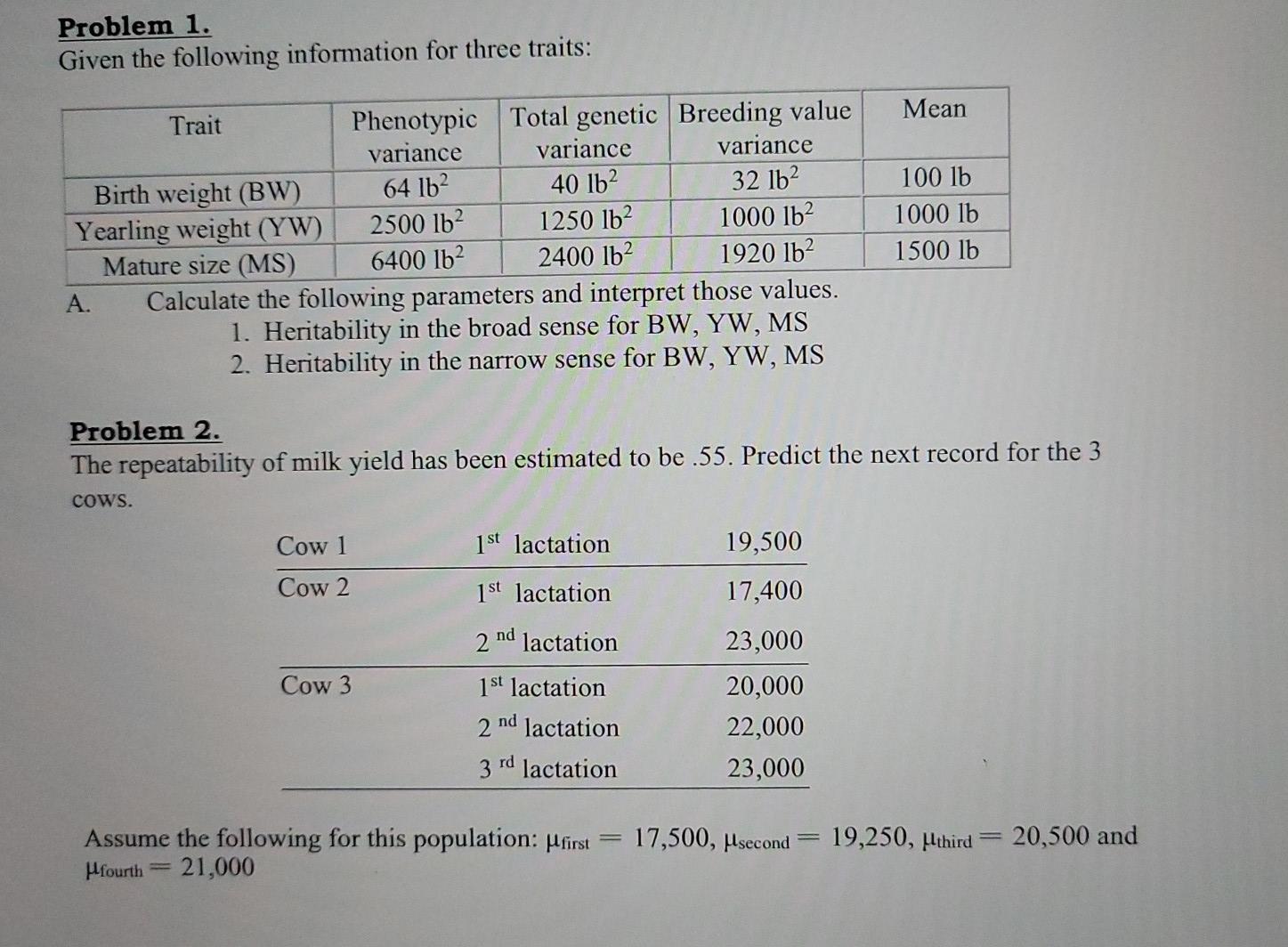 Problem 1. Given the following information for three | Chegg.com