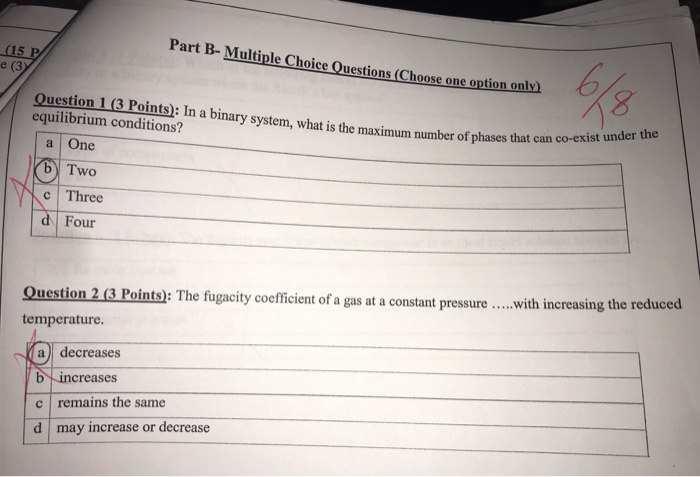 Solved Part B-Multiple Choice Questions (Choose One Option | Chegg.com