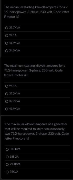 Solved 1/2-horsepower, 3-phase, 230-volt, Code letter F | Chegg.com