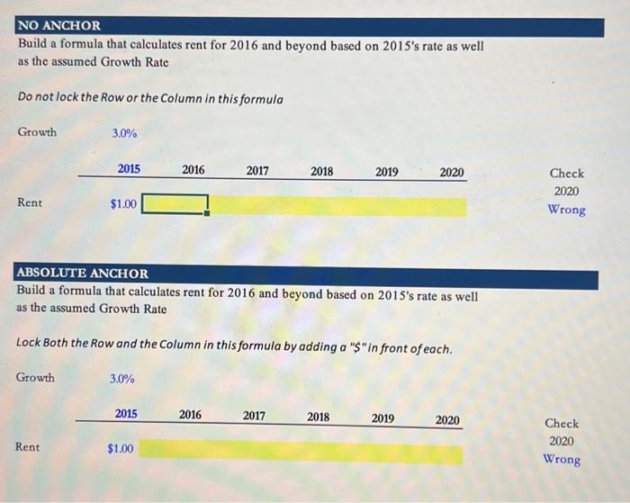 Solved Build a formula that calculates rent for 2016 and | Chegg.com