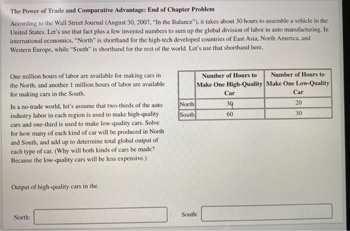 Solved The Power of Trade and Comparative Advantage: End of | Chegg.com