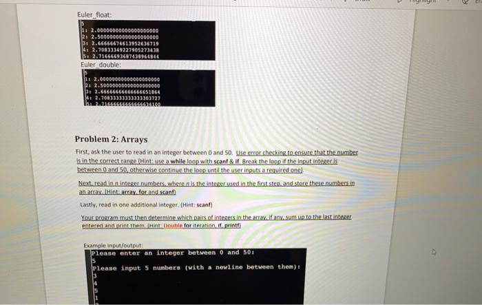 Solved Program 1: Euler's number The number e is a | Chegg.com