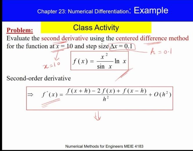 Solved Chapter 23: Numerical Differentiation: Example | Chegg.com