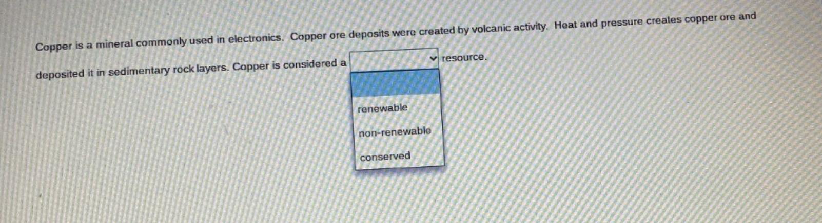 non renewable resources copper