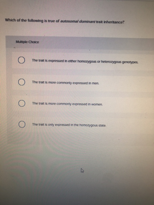 Solved Which of the following is true of autosomal dominant | Chegg.com