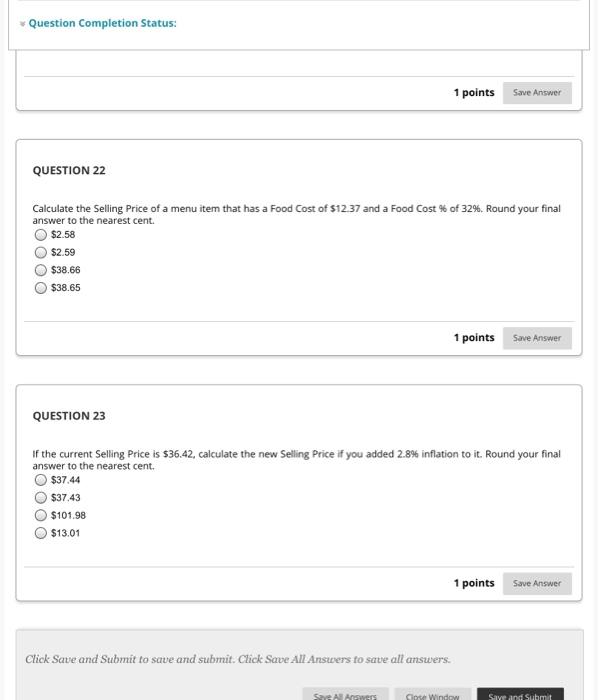 Solved Question Completion Status: 1 points Save Answer | Chegg.com