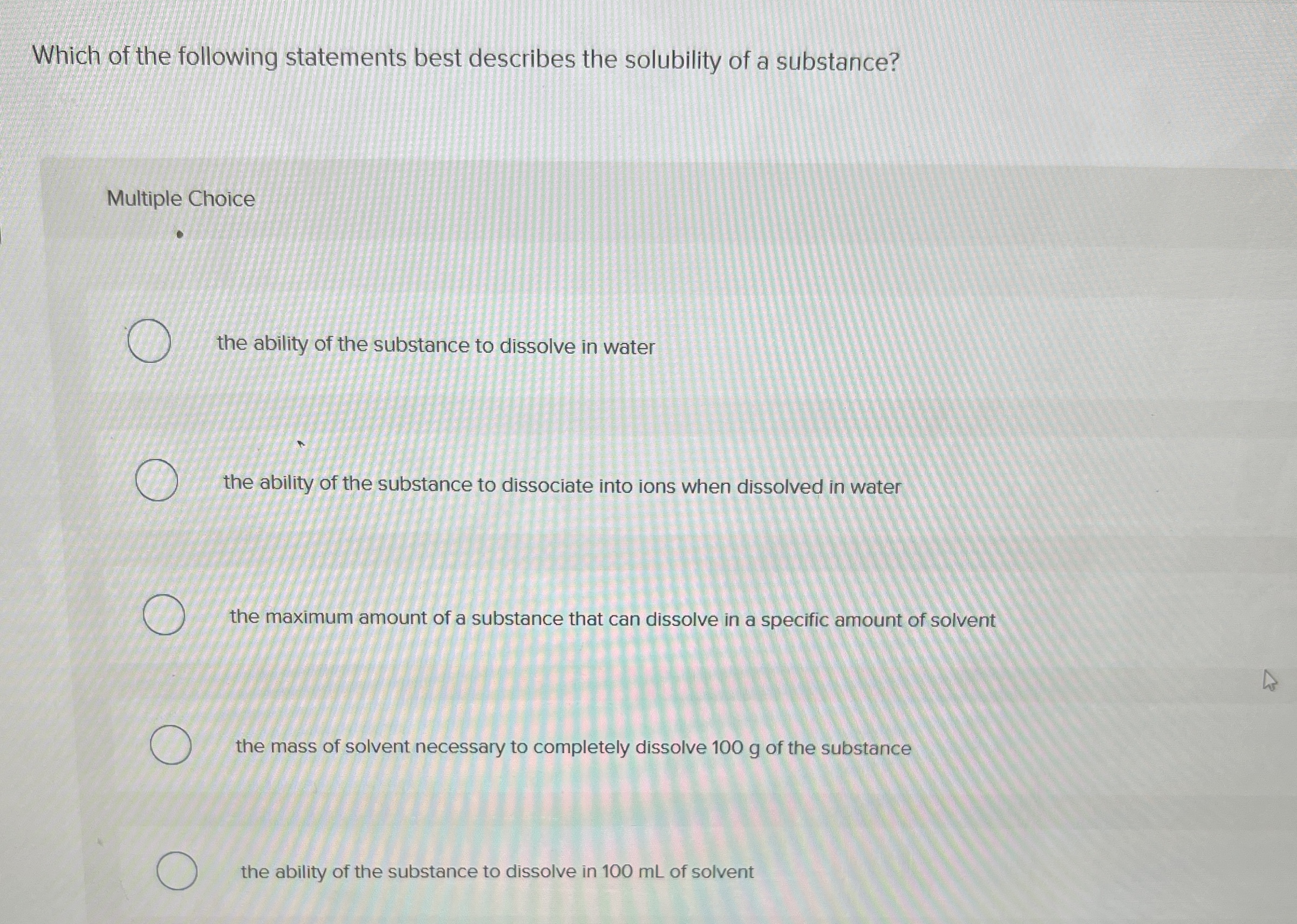 Solved Which of the following statements best describes the | Chegg.com