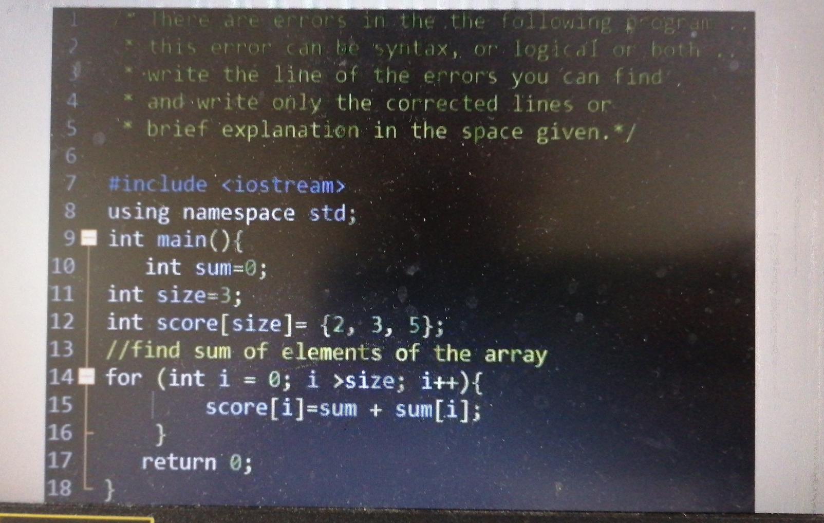 Solved There are errors in the the following program * this | Chegg.com