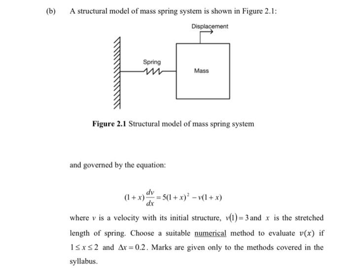 Solved (b ) A structural model of mass spring system is | Chegg.com